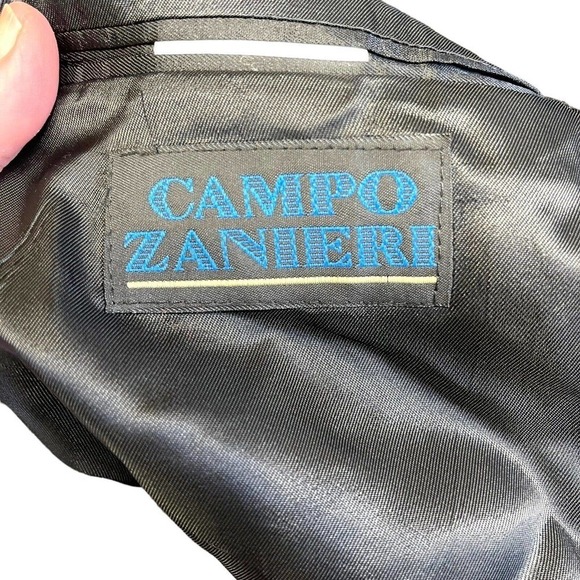 Campo Zanieri Designer Wool Sport Jacket Blazer Size 42R Black White Houndstooth - Picture 9 of 13